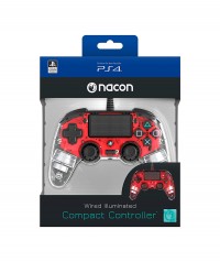 Nacon Official PS4 Wired Controller - Clear Red